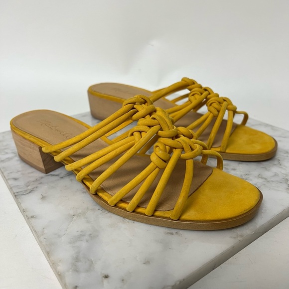 Madewell Shoes - Madewell The Dakota Sandal Yellow Slides Block Heeled Mustard Minimalist Size 8